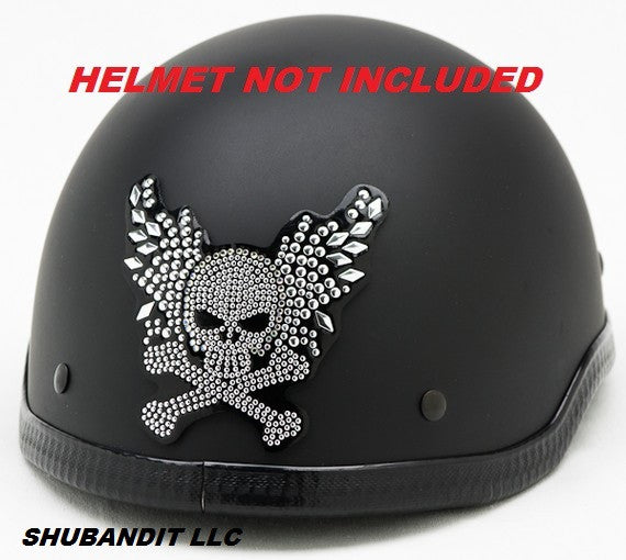 Motorcycle Half Shell Harley Helmet Bling Rhinestone Sticker Patches