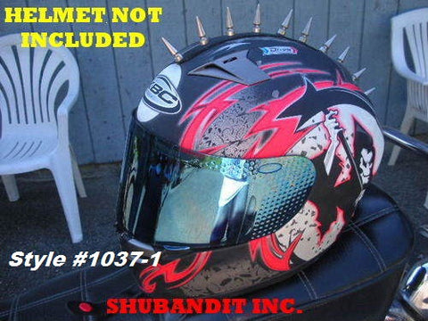 black motorcycle helmet with mohawk motorcycle helmets peel stick Metal Helmet Spike Strips harley davidson – RydeWear.com
